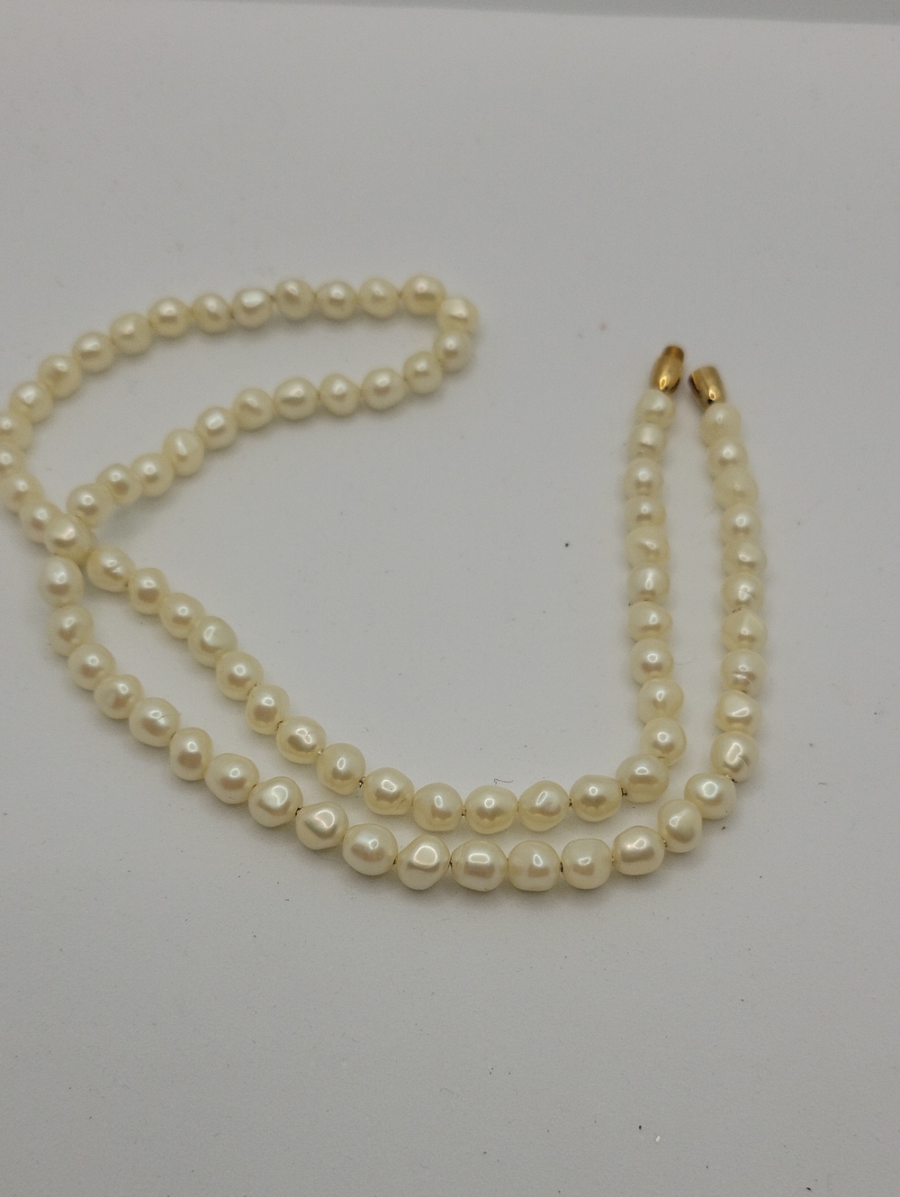 Classic Cream Pearl Necklace with Gold Accents